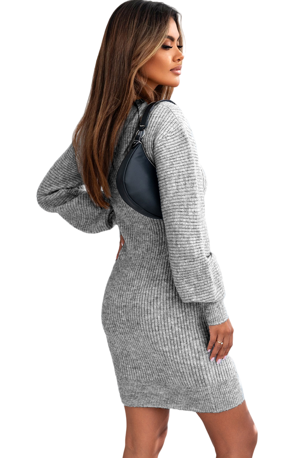 Gray Bodycon Sweater Dress